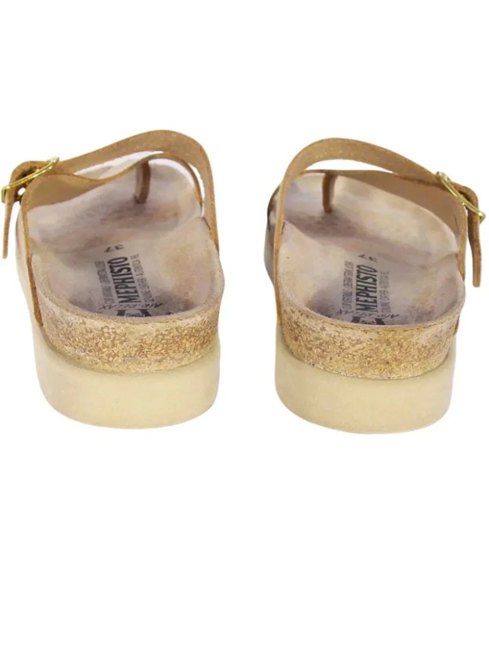 MEPHISTO Helen $175 Metallic Gold 'Sand Havana' Sandals 37/7 - Made in FRANCE - Picture 6 of 8